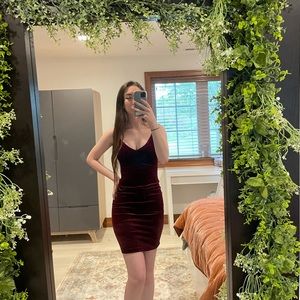 Maroon velvet dress